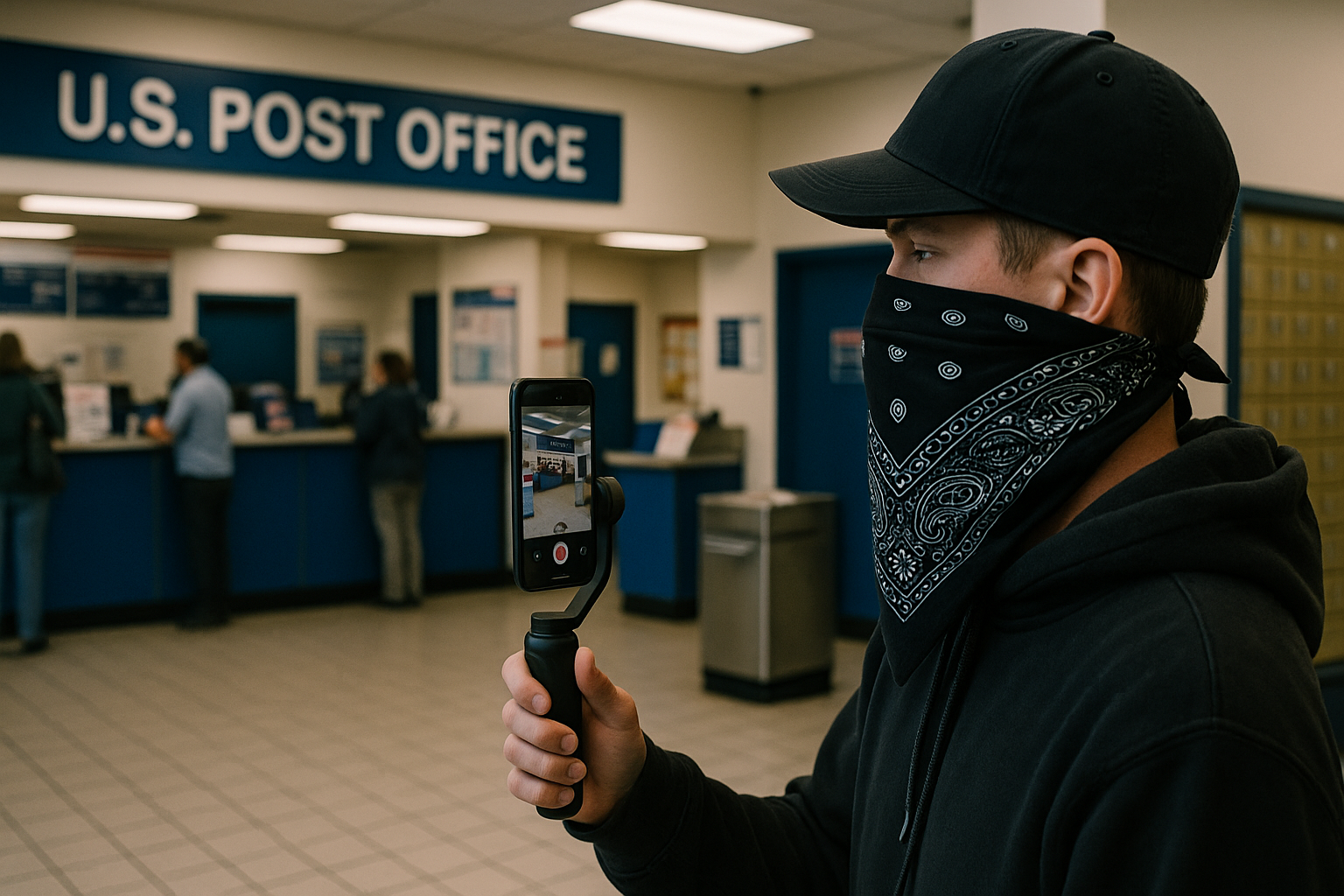 A Person legally filming in the post office