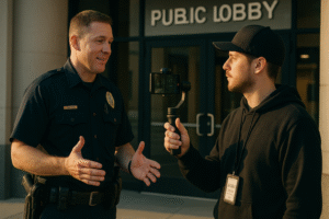 A police officer descalating with a 1st Amendment Auditor